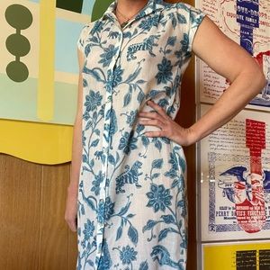 Vintage button down tropical dress